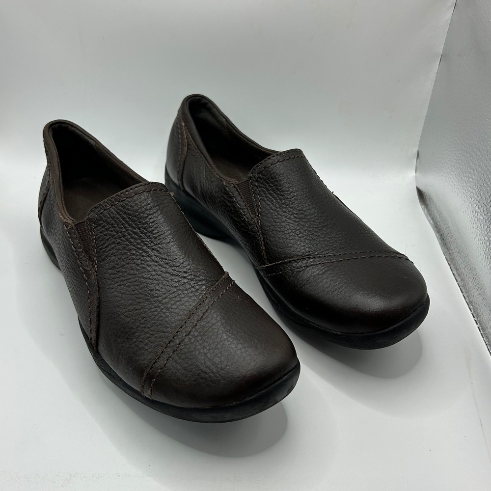 Clarks A Way of Walking Dark Brown Leather Slip On Loafers Women 7.5M 7782